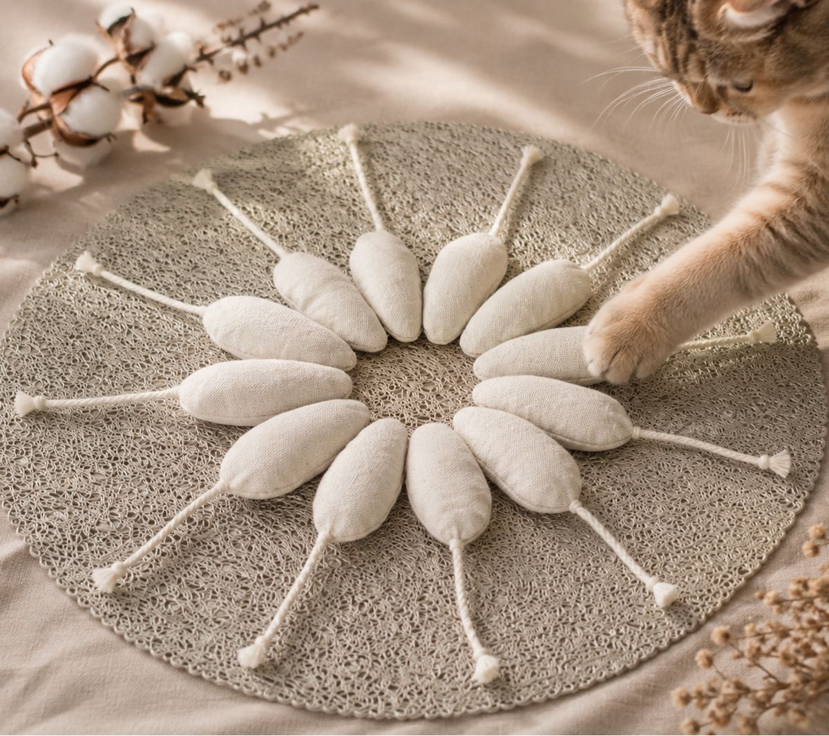 Sinceria Cotton Mouse — Natural Cat Toy